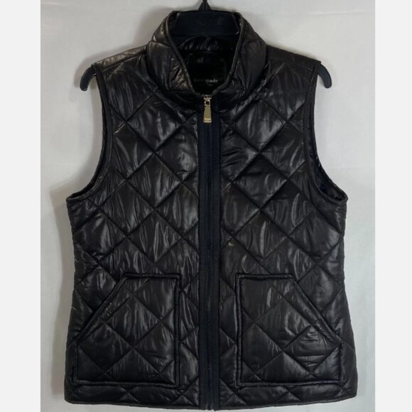 kate spade Women's Black Select Quilted Outerwear Vest Medium All Seasons EUC - Picture 1 of 4